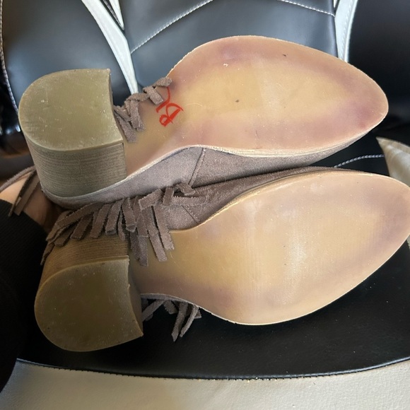 Fringe Suede Ankle Boots - Tan - Picture 5 of 6